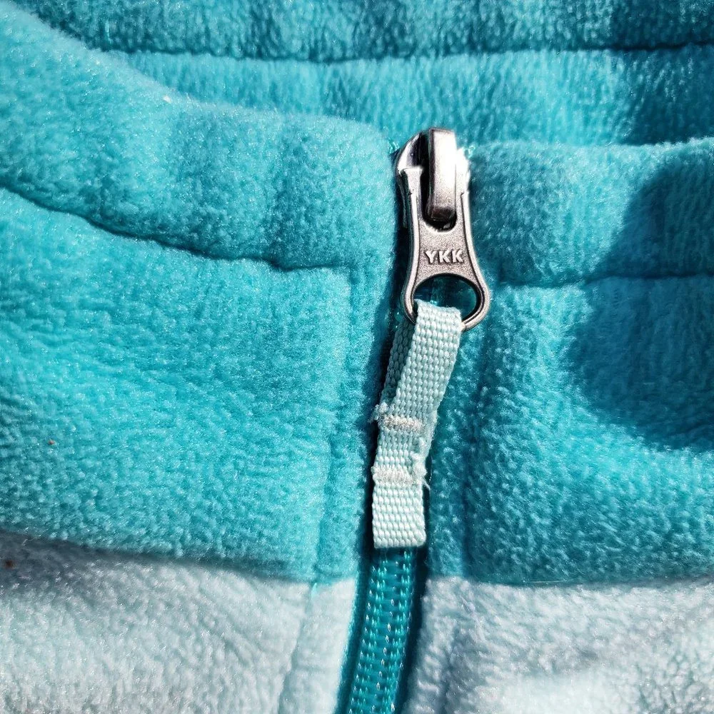 Fleece Jacket Zippered POCKETS Aqua Teal Spring Sz M COLUMBIA 2 Tone - Picture 4 of 13
